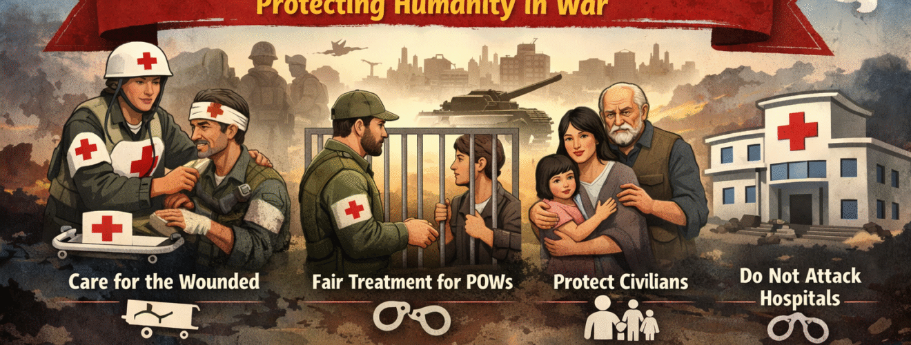 জেনেভা কনভেনশনের নিয়ম—যুদ্ধের সময় মানবতা রক্ষা