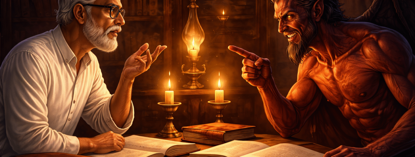 শয়তানের জবানবন্দি: আরজ আলী ও আগন্তুকের যুক্তির মুখোমুখি